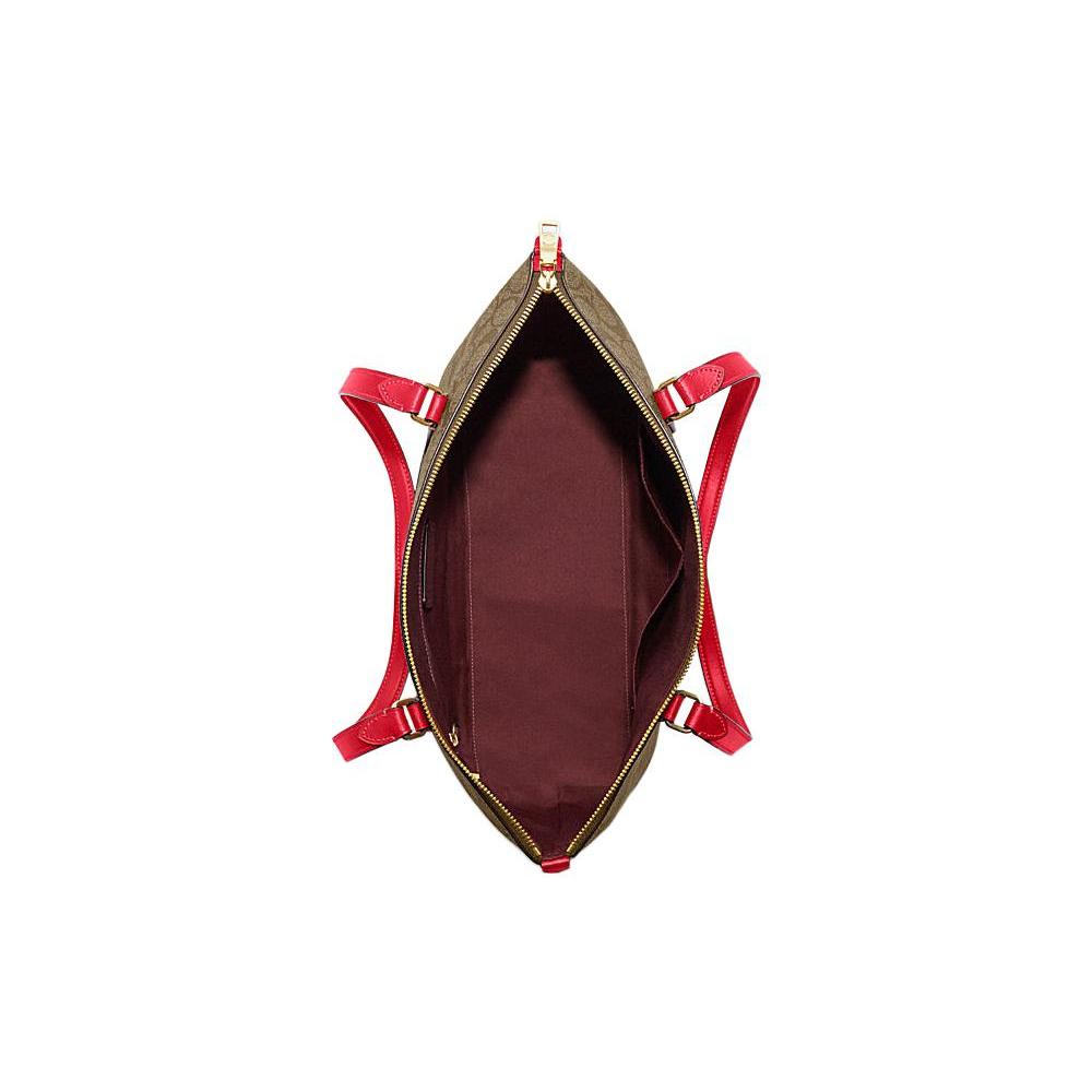 New COACH Gallery PVC Tote Bag Shopping Bag Handbag Shoulder Bag Women's Khaki Red Multicolor CH504-IMVGQ