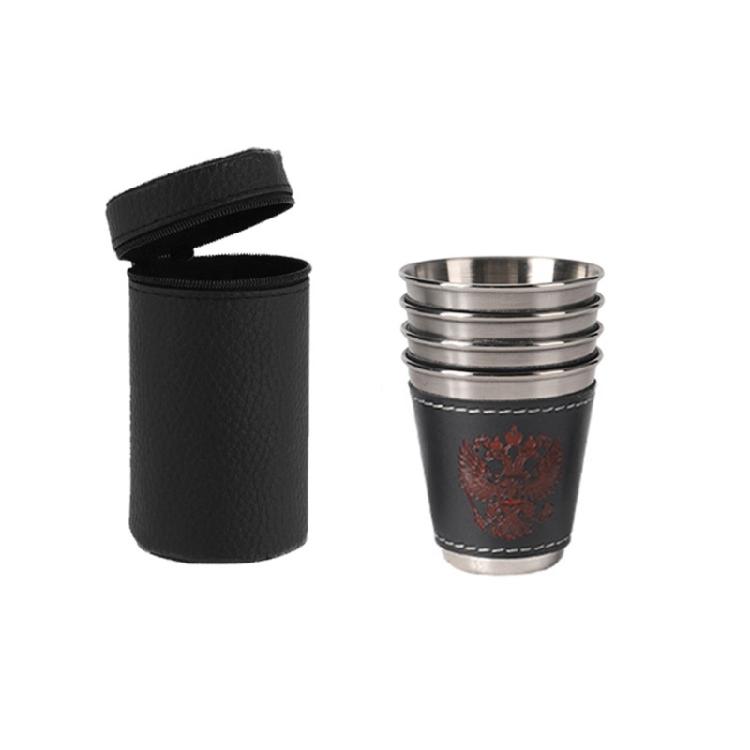 Party-Schnapsgläser Halskettenbecher Leicht zu tragende Schnapsgläser mit Lederhülle Camping Reisen Kaffeetasse