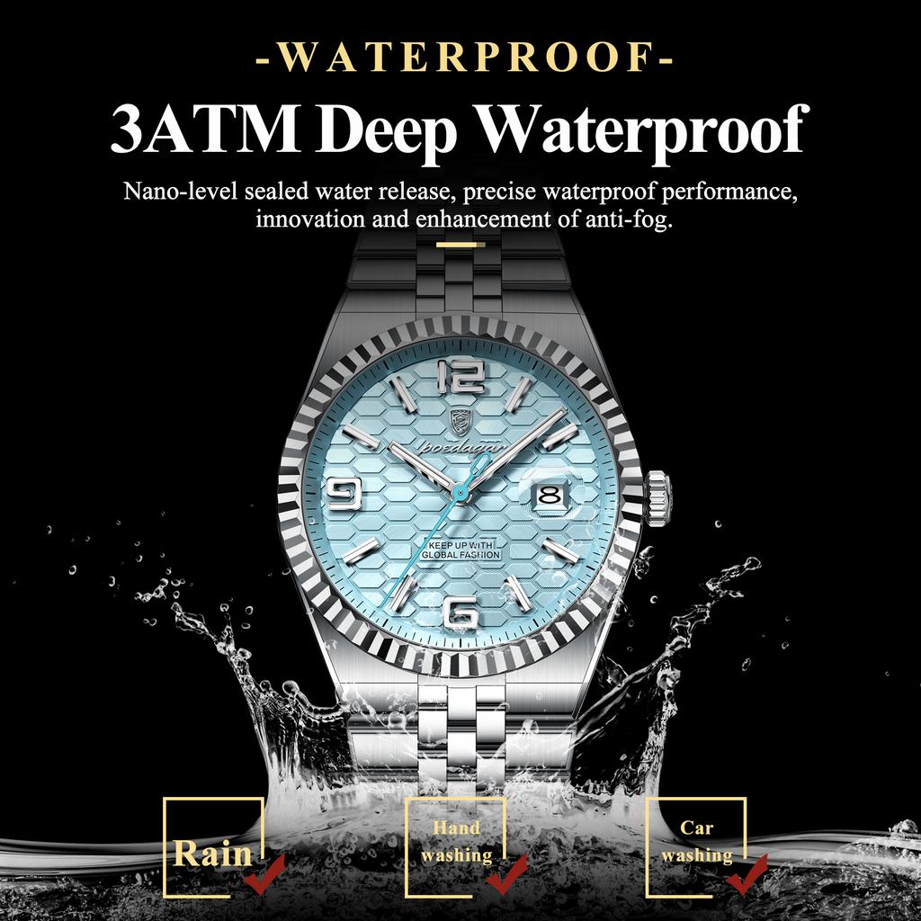 Men Watches Trend Fashion Quartz Watch for Man Texture Threaded Bezel Waterproof Luminous Date Stainless Steel