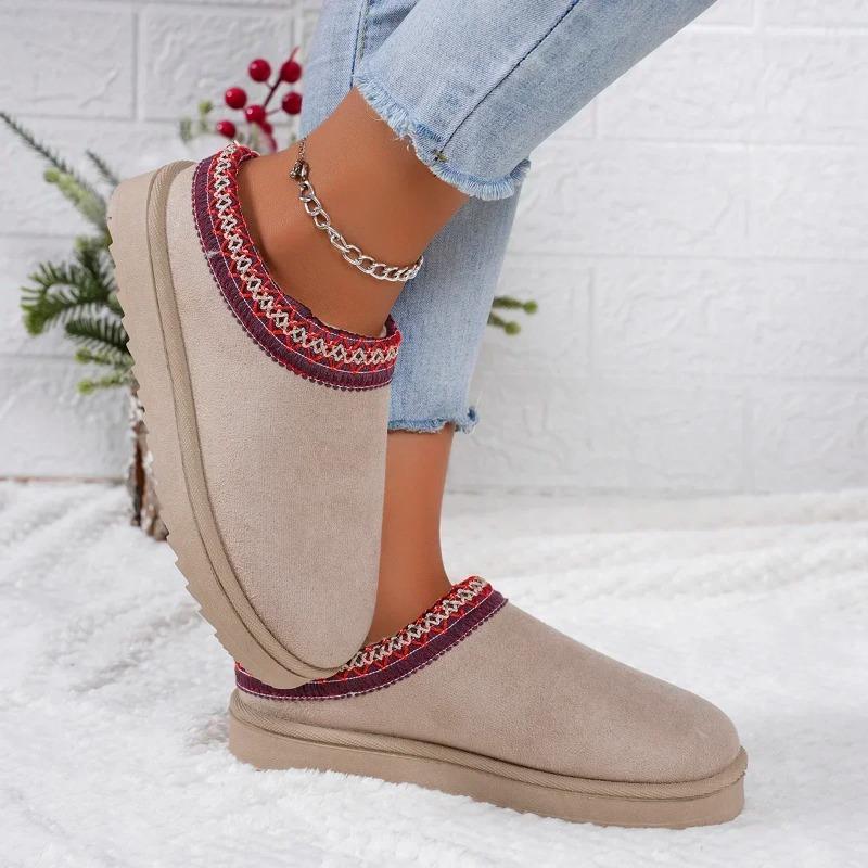 Winter 2025 New Cashmere Warm Thick Sole Heelless Covered Half Mop Cashmere Warm