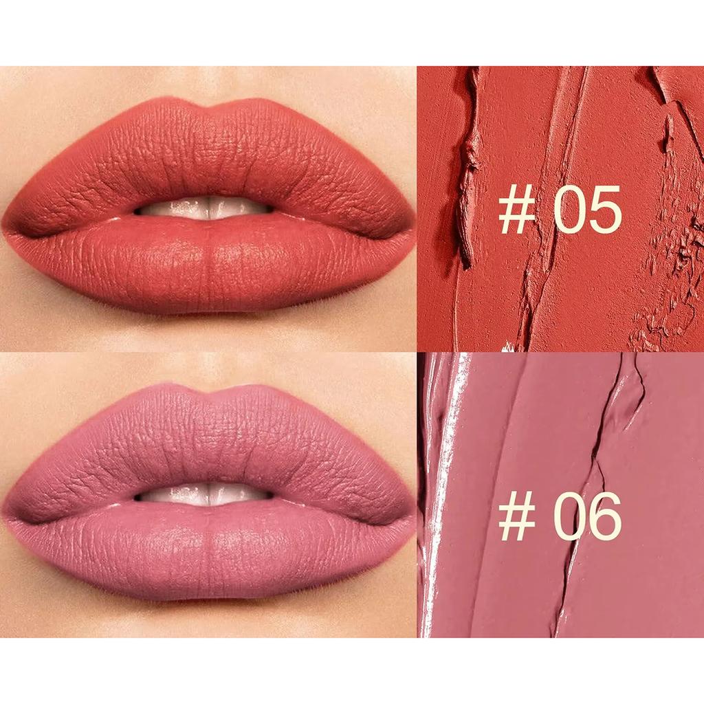Rossetto Opaco 6 Colori Colori Pieni e Ricchi Idratazione Naturale Confortevole Texture Fine e Liscia Lunga Durata e Facile da Applicare