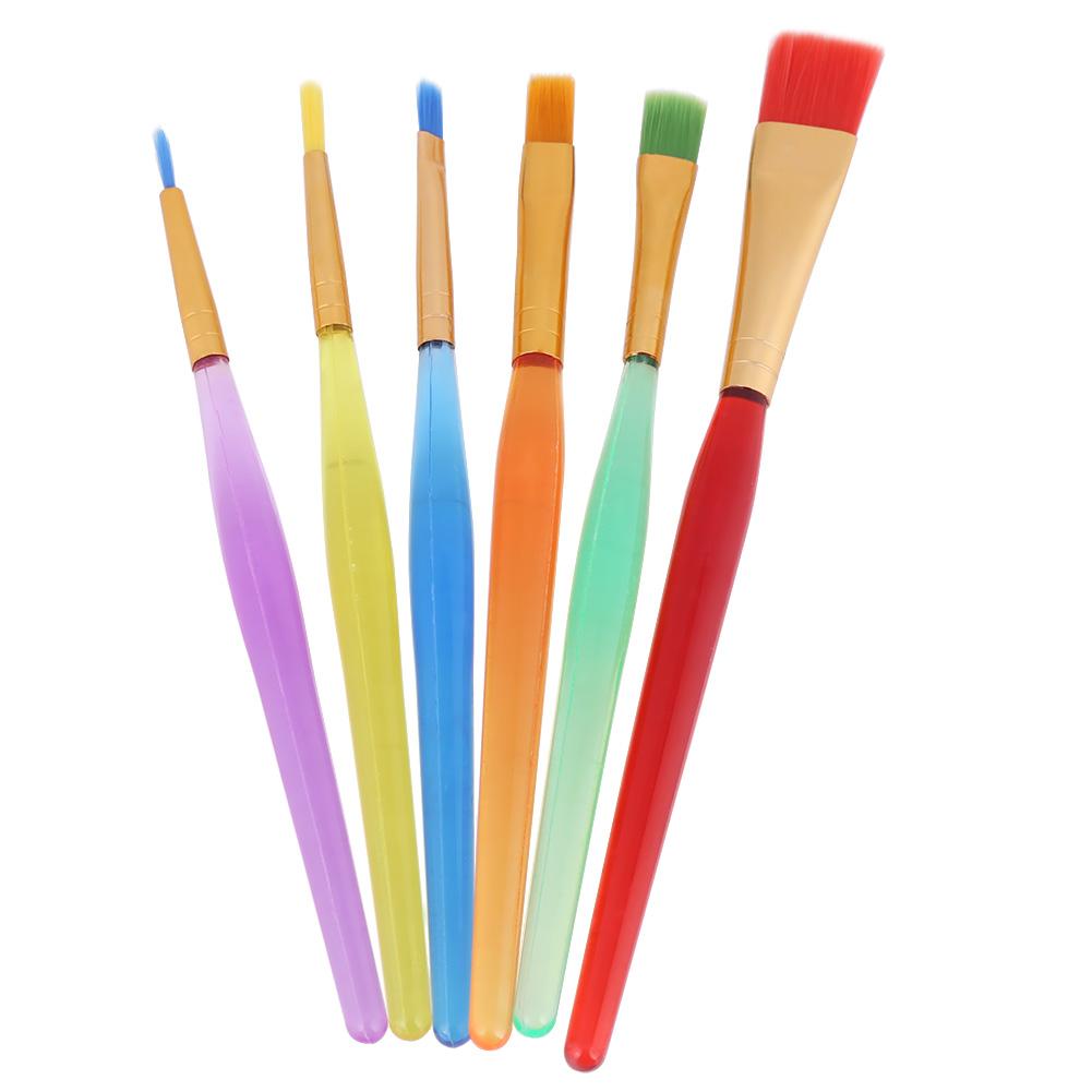 6 Pcs Paint Brush Set, Colorful Nylon Hair Paints Artist Pinteboises with Plastic Handle for Body Rock