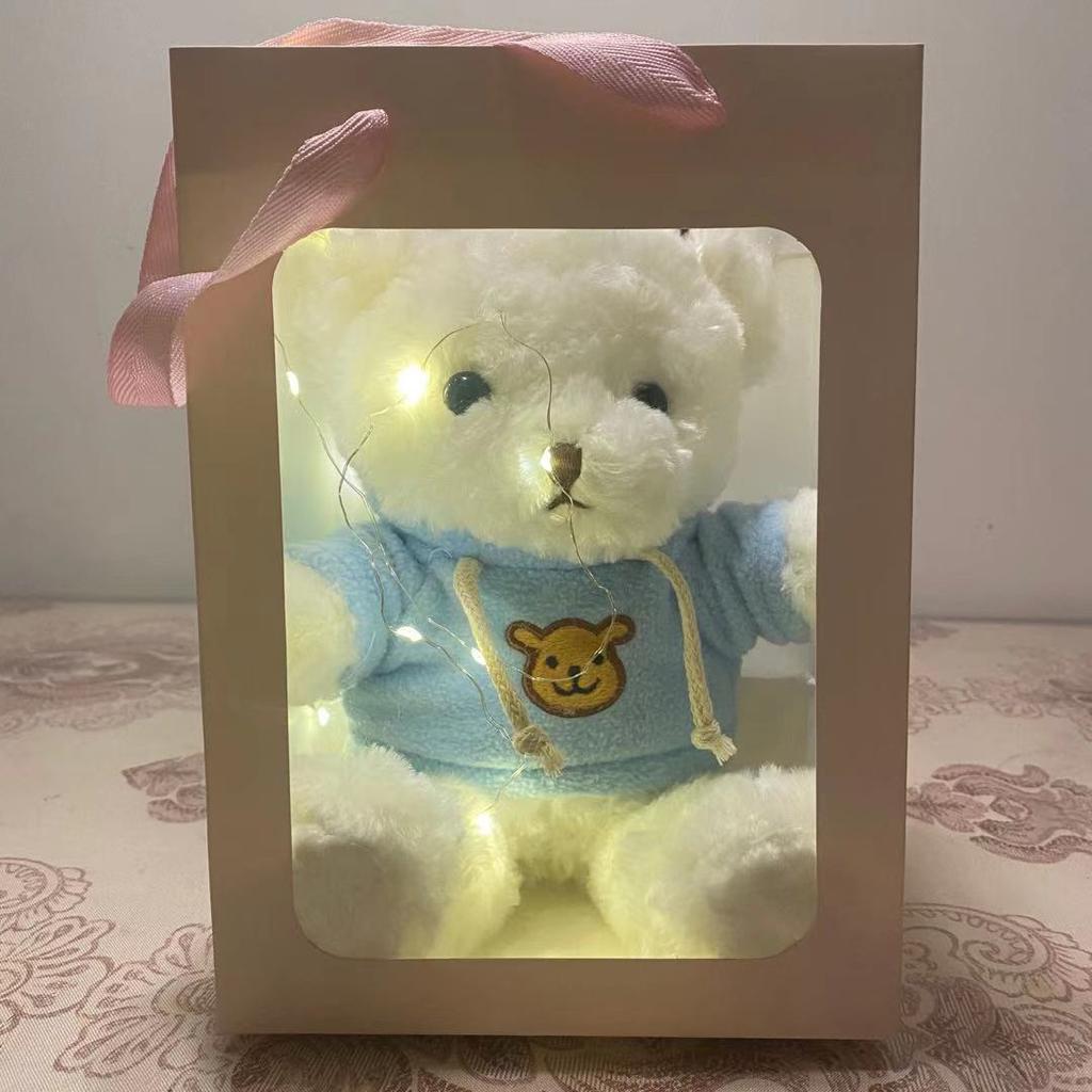 Flash Teddy Bear Plush Toy with Light Bear Doll Gift Box Ragdoll Bear Doll for Girl Birthday Gift