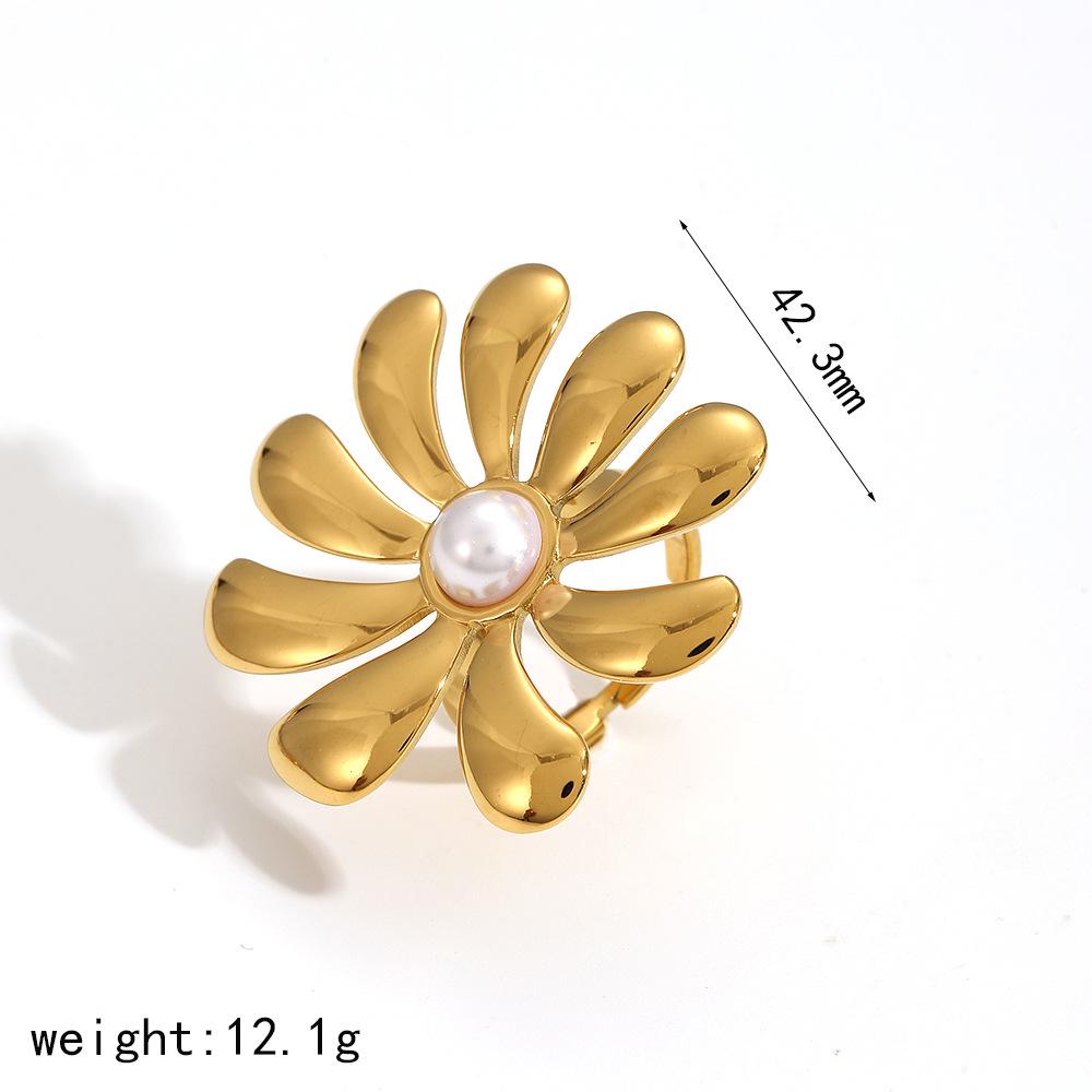 Retro Gold Stainless Steel Butterfly Flower Earrings
