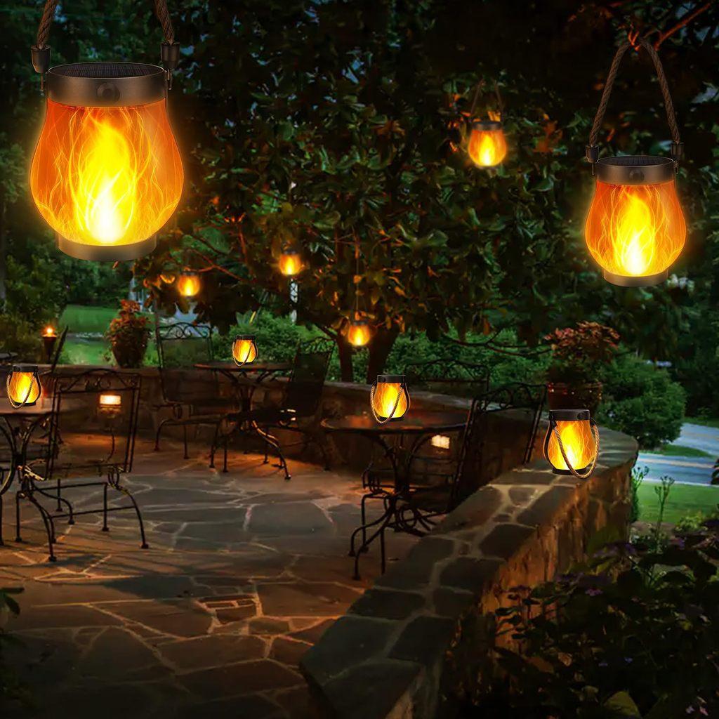 Solar Flame Lanterns Outdoor Decor Led Rope Light For Camping And Garden
