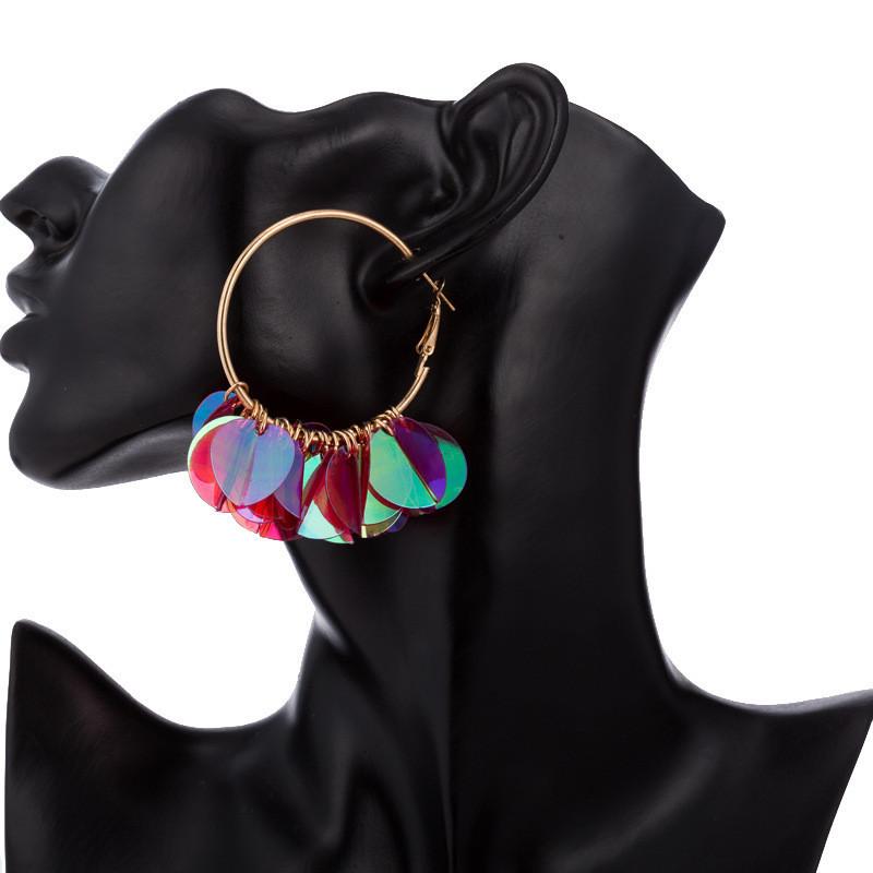 

Colorful Flower Sequin Earrings In Alloy For Trendy And Style Creative красный