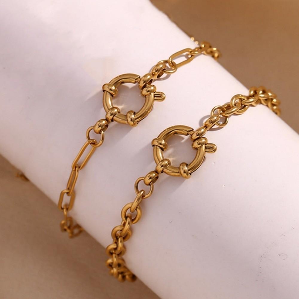 Trendy Gold 18k Plated Stainless Steel Spring Clasp Pendant Necklace For Women