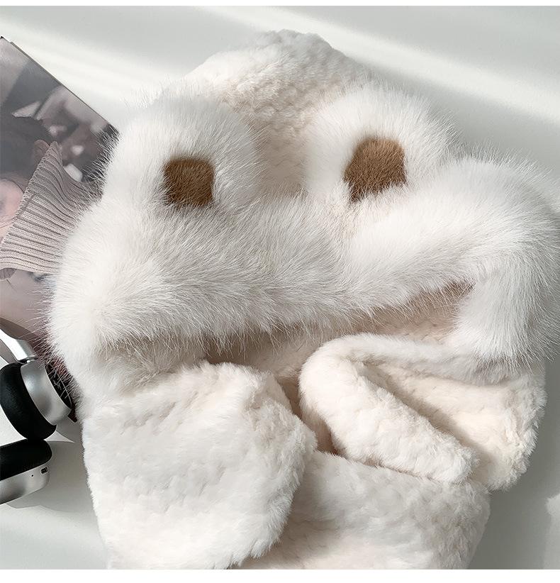 Wintermütze, Schal, Integrierte warme Plüschmütze für Kinder