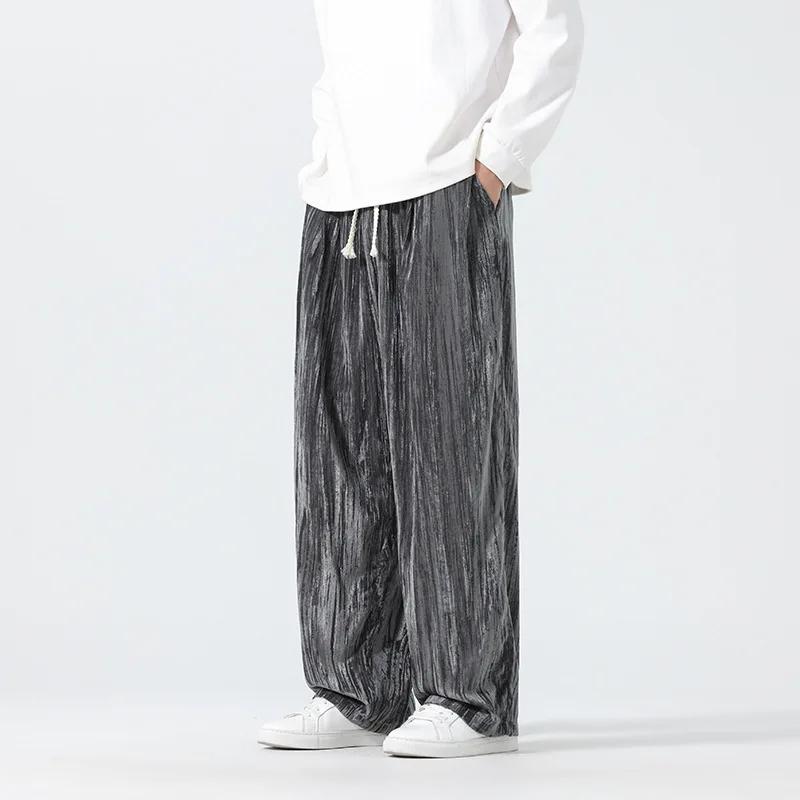 

High Weight Casual Pants Velvet Loose Trousers Autumn and Winter New Chinese Style Men s L сірий колір