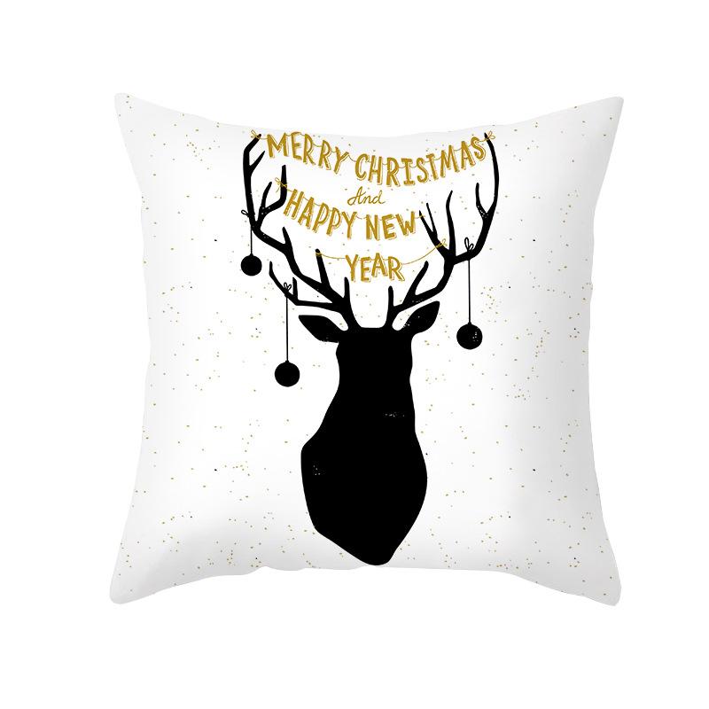 Nordic Christmas Cartoon Reindeer Digital Printing Short Plush Pillow Covers For Car Sofa Office Cushion Cover Home Goods