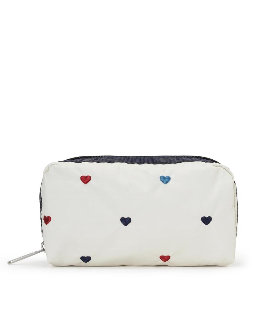 Pouch RECTANGULAR Heart Embroidery [LeSportsac] [Official] COSMETIC/6511/Tricolor