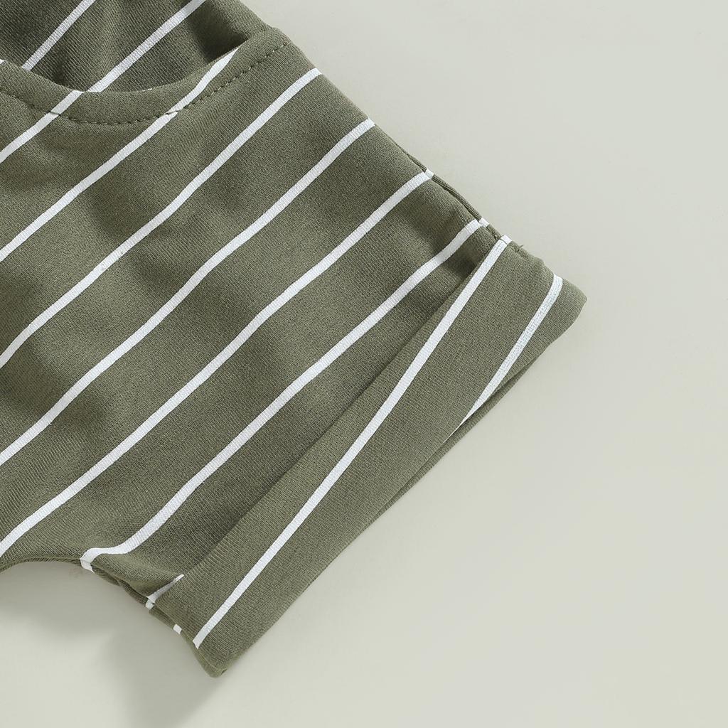 Ensemble 2 pièces pour bébé garçon, débardeur sans manches à poches et short rayé à poches