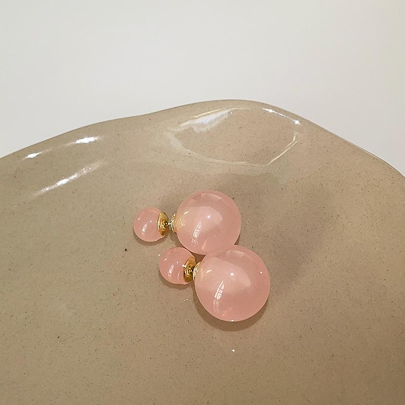 

Серьги-гвоздики с шариками из смолы цвета дофамина, женские, в стиле Гонконга, ретро, элегантность, индивидуальность, мода, темперамент, серьги