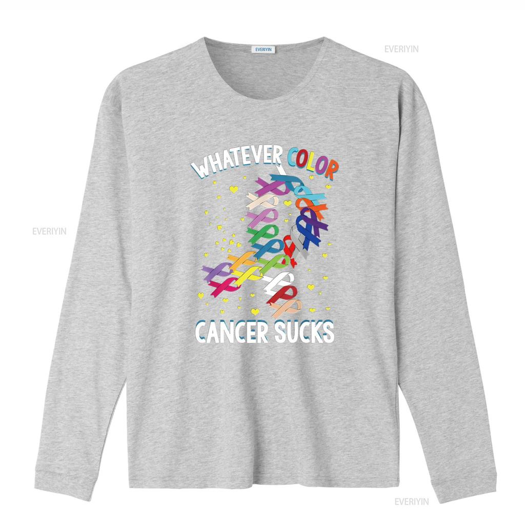 Womens Cancer Awareness T Shirt Whatever Color Sucks Black vintage Washed streetwear Top For Everyday Wear Stylish Breathable