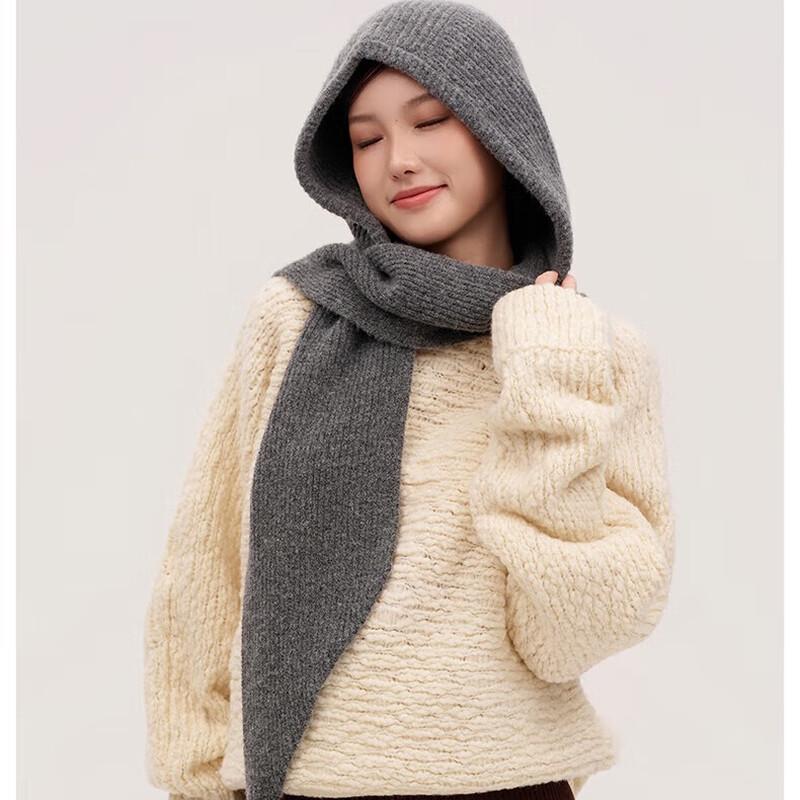 

VVC Women s Hooded Plush Ball Knitted Scarf One Size