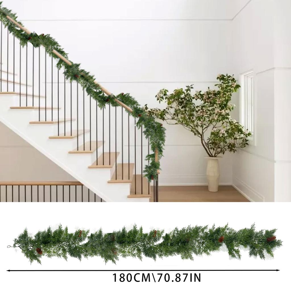 Green Garland Christmas Cypress Garlands Artificial Cedar Pine Vine for Stairs Railing Table Mantle Christmas Home Decor