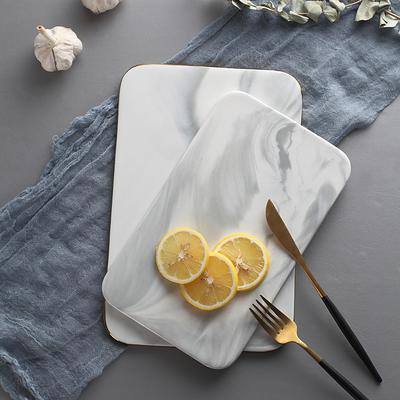 Nouvelle planche à découper en marbre, assiettes à dîner, plateau en céramique, assiette à bordure dorée, service de table, assiettes et plats, ustensiles de cuisine en porcelaine