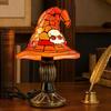 Halloweenový čarodějnický klobouk Stolní lampa, USB vitrážová čarodějnická klobouková lampa, Vintage gotický kouzelnický klobouk Dekorativní noční světlo pro domov, ložnici