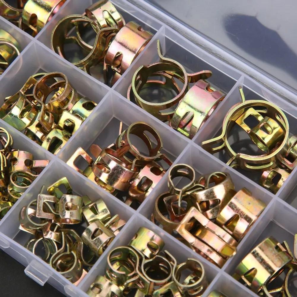 115 STÜCKE Box 15 Größen 6-22mm/Feder-Schlauchschelle Wasserrohr Rohrschelle Befestigungselemente