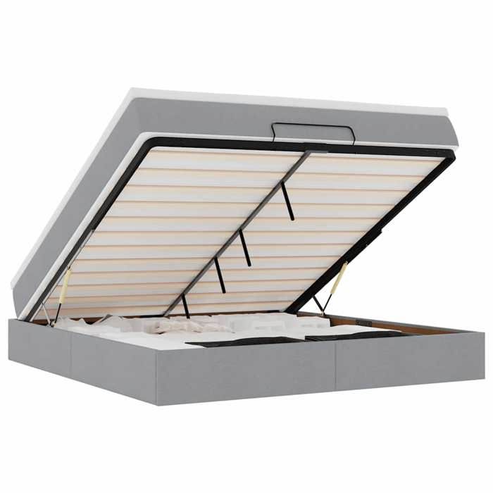 VidaXL Ottoman Bed Frame and Mattress Light Grey 180x200 Cm Fabric, Bed Frame, Upholstered Bed Frame, Bed Frame 3311127