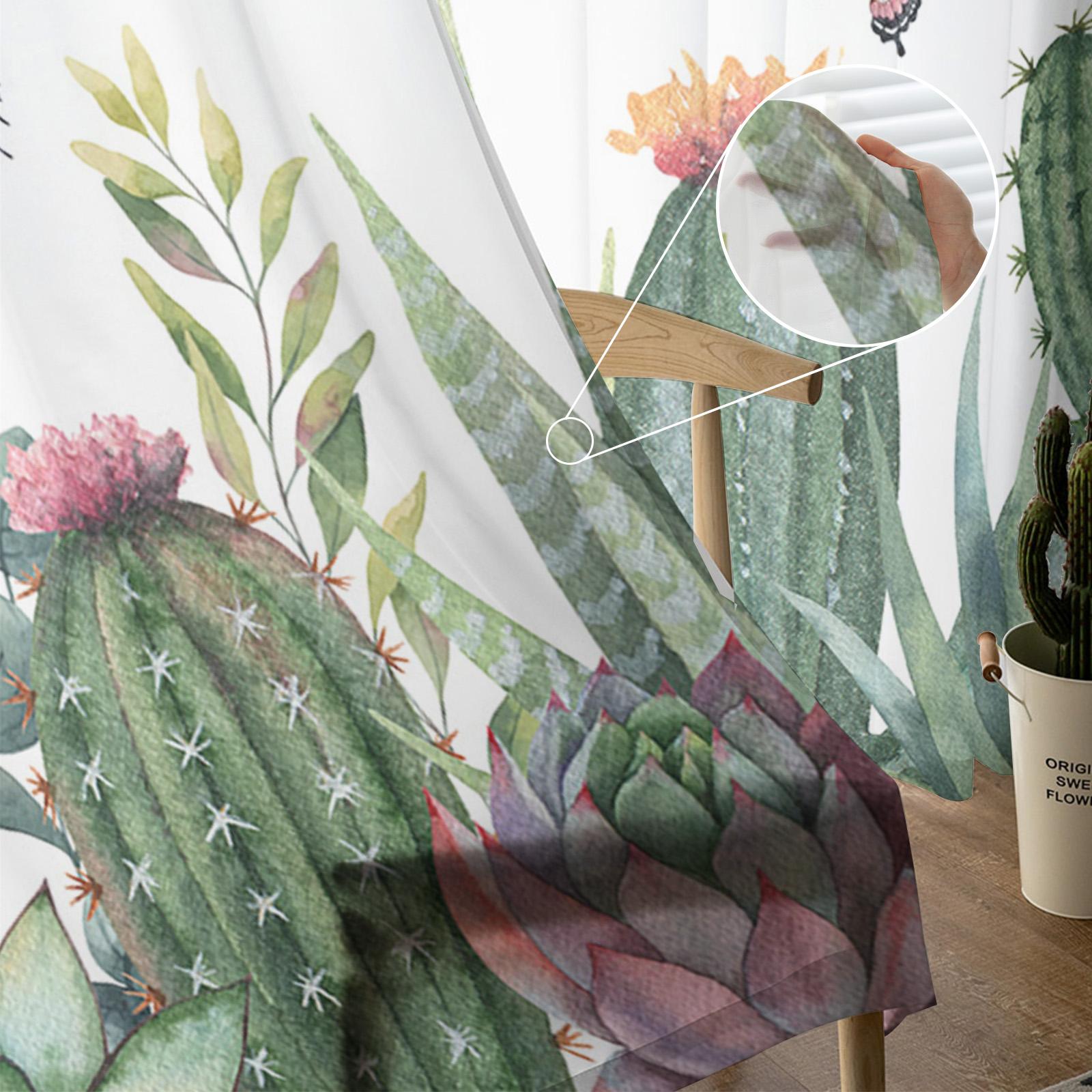 Ins стиль сад кактус тропические растения прозрачные шторы для спальни гостиной вуаль — фото 5