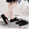 Fashion Women Fashion Wedge Flip Flops Summer Platform Shoes Light Weight Girls Indoor Beach Slippers Black Color Ladies Street Sandals