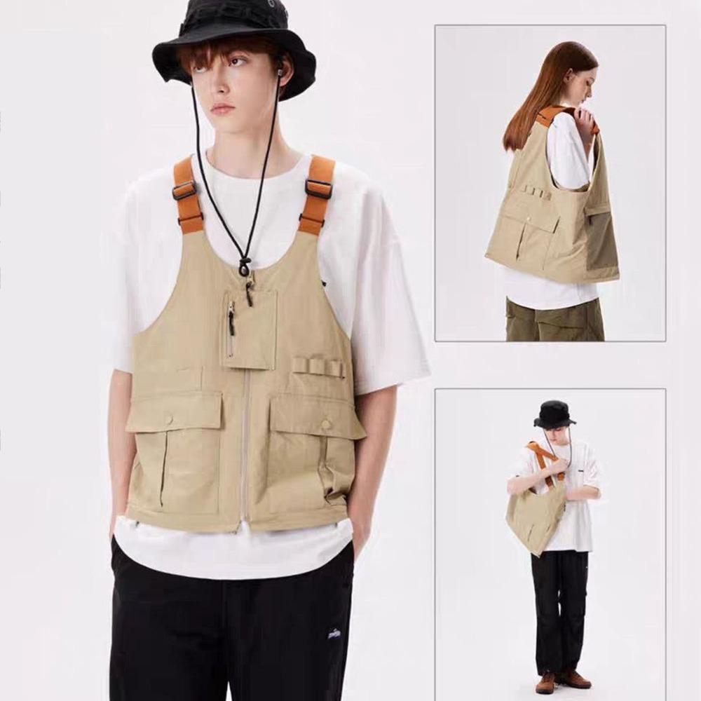 2-in-1 Convertible Vest Shoulder Bag Multi Zippered Pockets Crossbody Vest Bag Photography