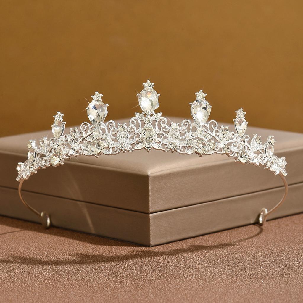 Bridal Crown Headwear Necklace Earrings Three-Piece Wedding Dress Crown Wedding Accessories Women