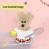 Plaid Skirt Dog Plush Charm with Baseball Bat Keychain Pendant