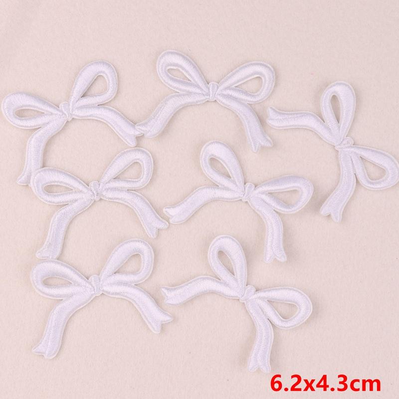 10PCS Pink Bow Embroidery Patches Iron On Patches For Clothing Cartoon Cute Pink Patches On Clothes Kids Stickers DIY Applique