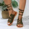 Fashion The 2025 Summer New Round Toe Ring Strappy Sandals Are Comfortable To Wear On the Outside and Are Large-sized Thick-soled Sandal