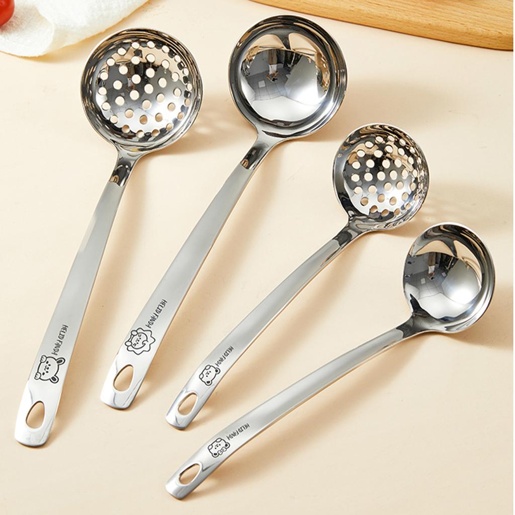 316 Stainless Steel Food Grade Hot Pot Spoon Thickened Long Handled Colander Spoon Soup Spoon Kitchen Utensils