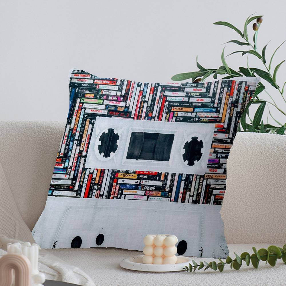 Retro Kassett Musikband Kuddfodral Örngott Klädsel Soffa Slängkudde Heminredning Kuddfodral