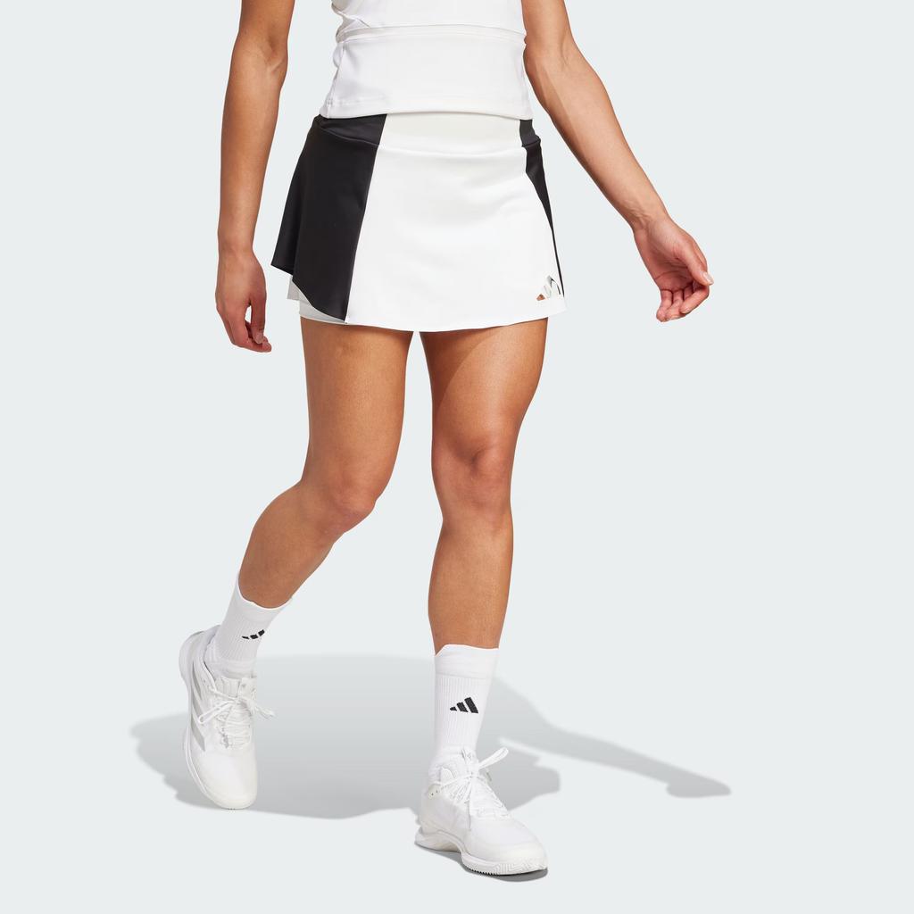 Adidas Tennis Premium Rock Logo Color Block Elastischer Bund Schnelltrocknend Tennis Sport Freizeitrock Damen Röcke Schwarz Weiß IN6311