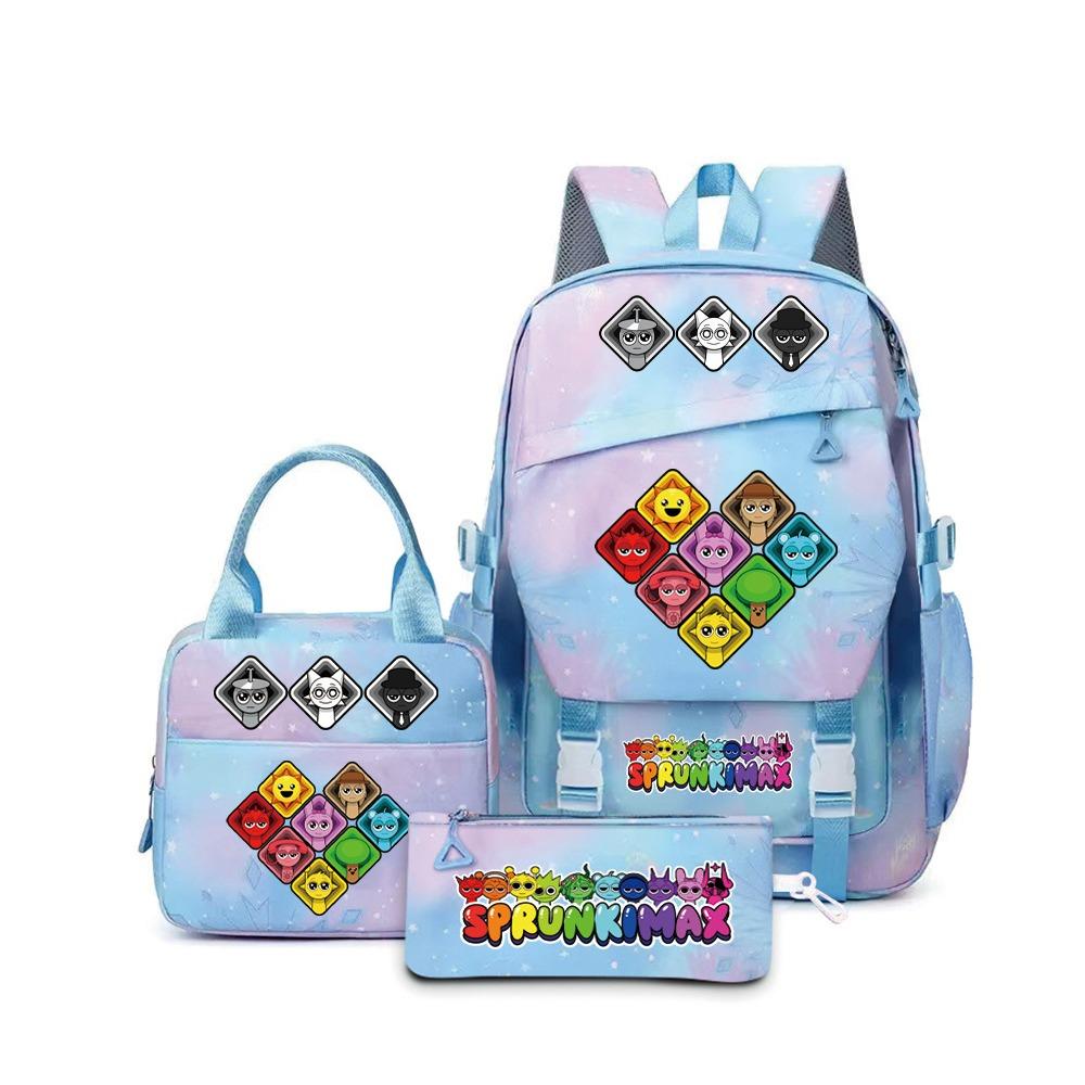 SprunkiPlush Rhythm Box School Bag Student Large Capacity Storage Backpack Backpack Three-piece Set L