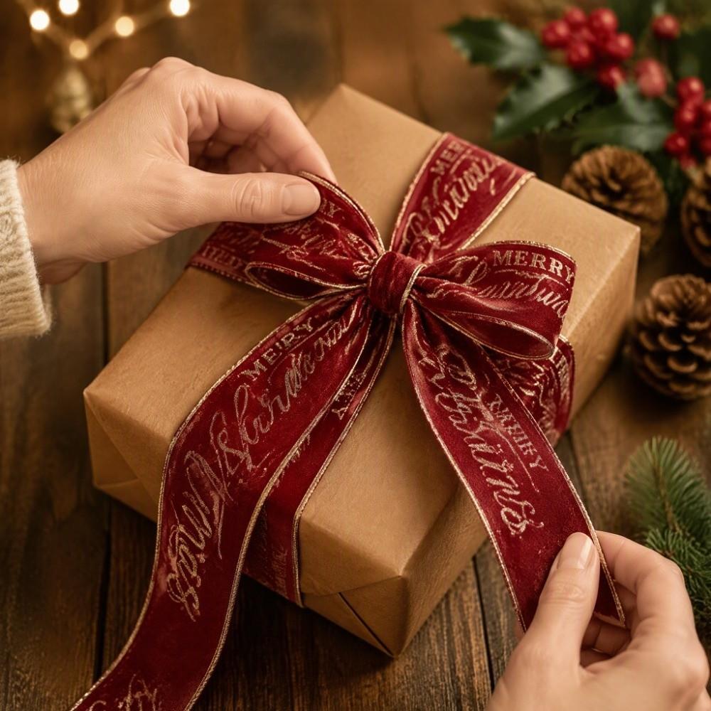 6.3cm Christmas Bow Ribbon DIY Craft Bow Decorative Webbing  Festive Atmosphere