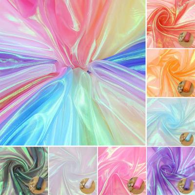 Iridescent Organza Fabric 59 Inch Wide Holographic Sheer Gauze Lightweight Organza for Wedding