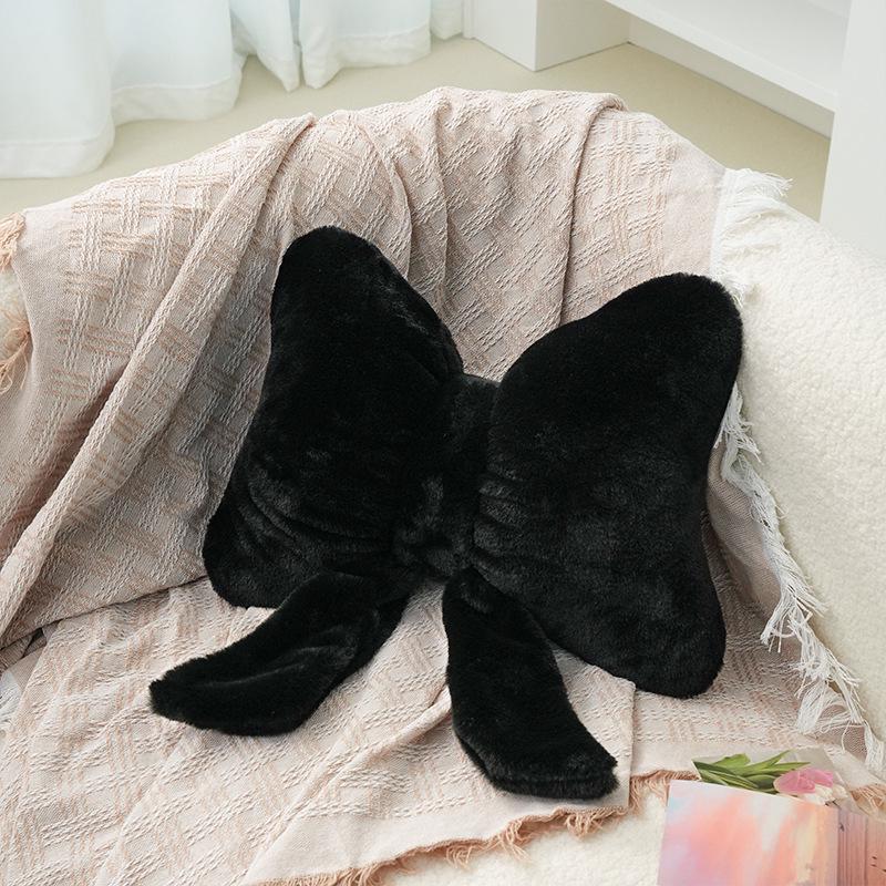Simple Cute Bow Backrest Sofa Cushion - Comfortable, Breathable, Lace-Edged Support for Living Room or Bedside