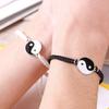 Couple Bracelet Handmade Braided Adjustable Round Beads Alloy Tai Chi Yin Yang Men Women Rope String Fashion Jewelry