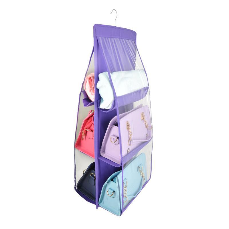 Fashion 1pc 6 Pockets Hanging Storage Bag Purse Handbag Tote Bag Shoes Storage Organizer Rack