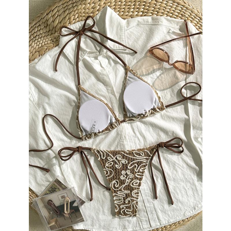 Sexy Solid Color Women Three Piece Bikini Swimsuit For Summer Vacation