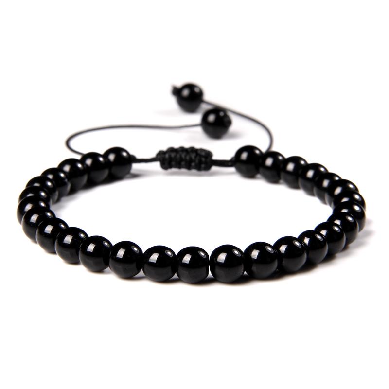 Natural Stone 6mm Beads Bracelet Adjustable Rope String Braided Bracelets For Women Men Amethysts Red Agates Lava Beaded Bangles