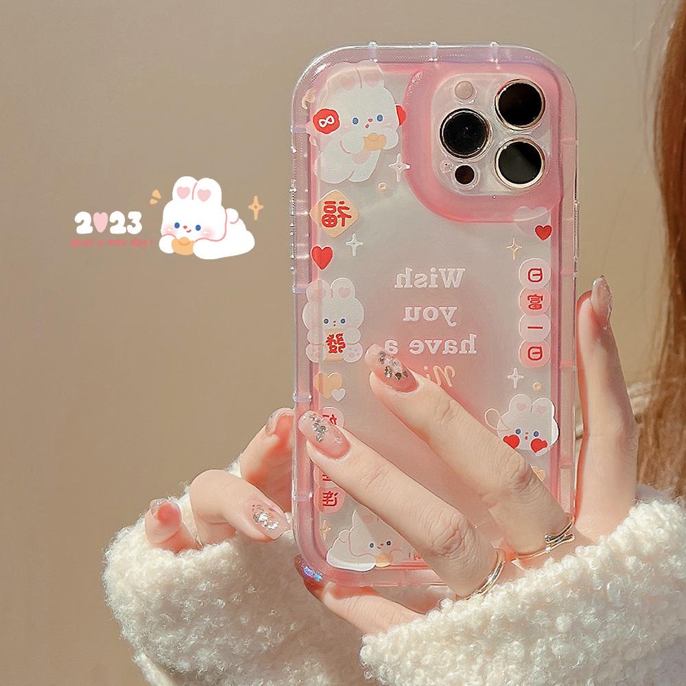 Ins Pink Rabbit Bunny Rich 2023 Protector Shell For Iphone 13 12 Promax 14 Pro Max Plus 11promax Cartoon Phone Case Conque