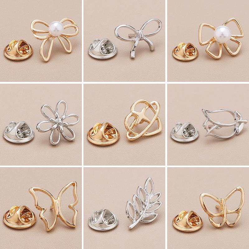 High-End No-Sew Clover Bow Brooch for Shirt Collars