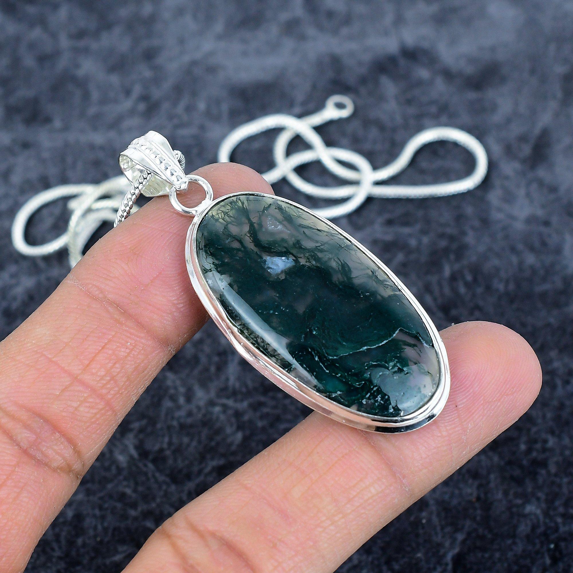 

Indian Moss Agate Gemstone 925 Sterling Silver Jewelry Pendant 2.29 M-2876