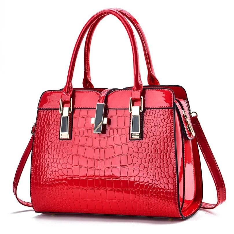 

Модная яркая кожаная женская сумка большой емкости с крокодиловым узором на одно плечо, роскошные женские сумки высокого класса красный