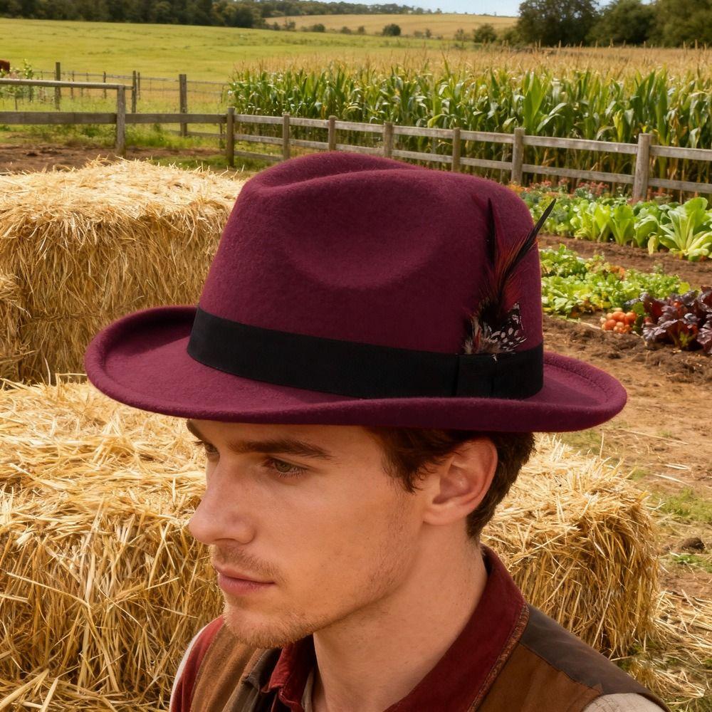 Dress Up Feather Decors Fedora Hat Fedora Hat Bucket Hat Retro Topper Hat Costume Accessories