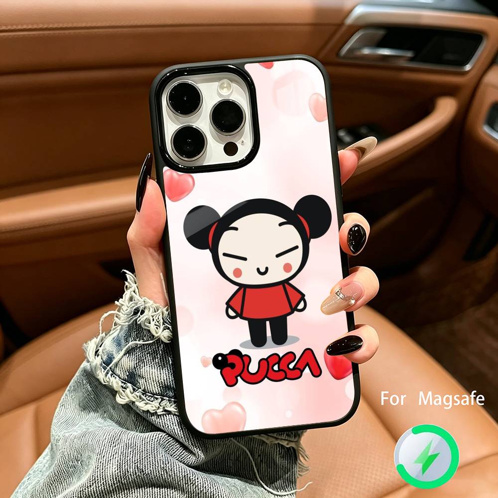 Cute Cartoon Pucca Garu Wireless charging phone case compatible with iPhone 17/16/15/14/13/12/11