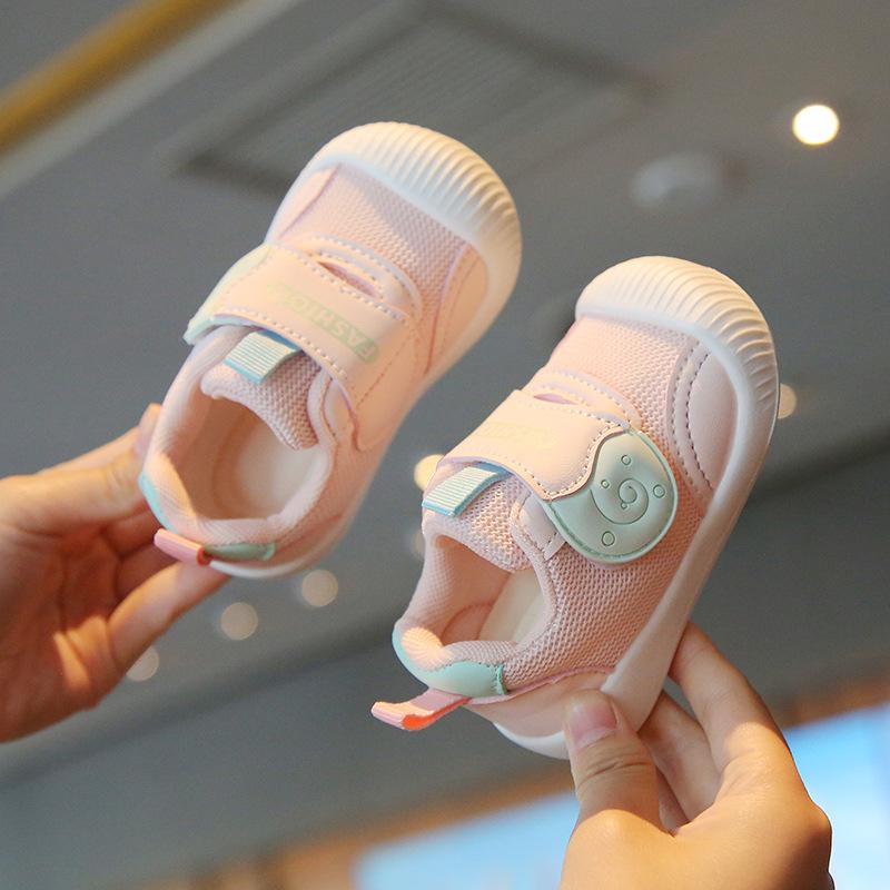 Ademend Mesh Zachte Zool Baby Eerste Stap Schoenen - Cartoon Design met Klittenband voor Lente en Herfst