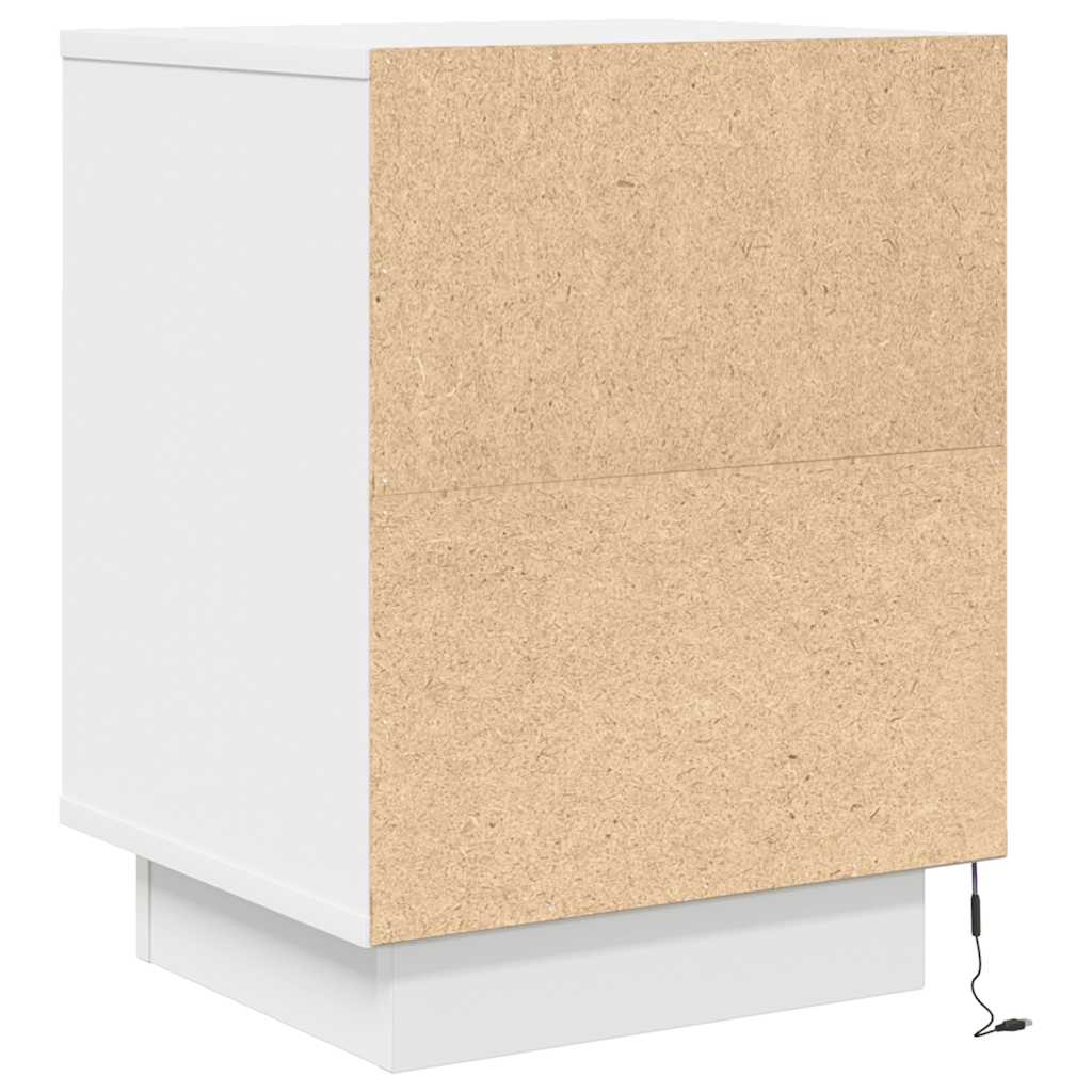 Szafka Nocna Z Oświetleniem Led Biała 38X34X50 Cm